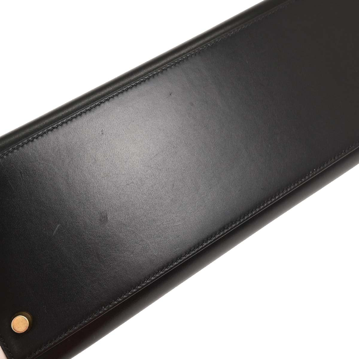 Hermes Black Box Calf Kelly 32 Sellier Handbag