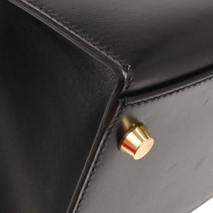 Hermes Black Box Calf Kelly 32 Sellier Handbag