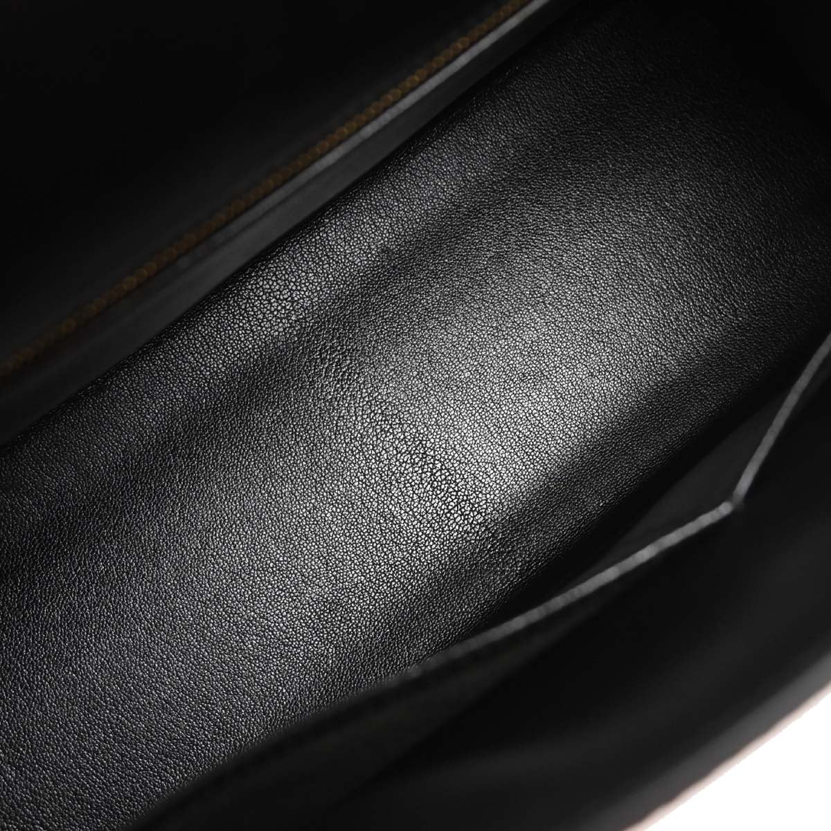 Hermes Black Box Calf Kelly 32 Sellier Handbag