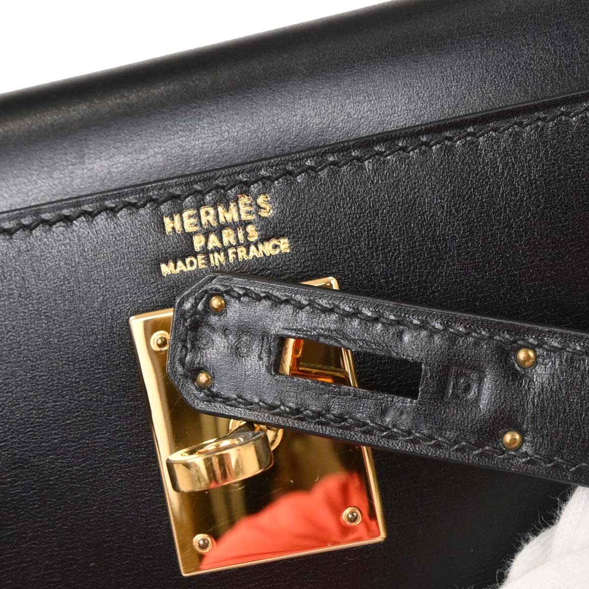 Hermes Black Box Calf Kelly 32 Sellier Handbag