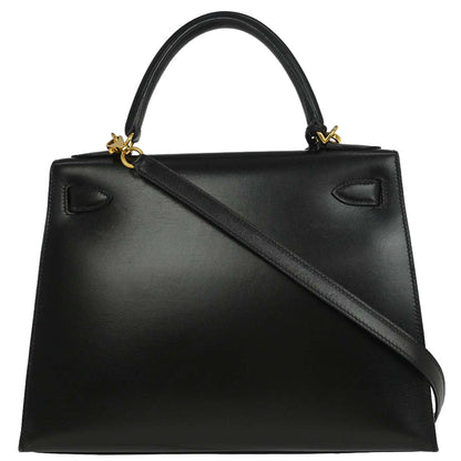 Hermes Black Box Calf Kelly 28 Sellier 2way Shoulder Handbag