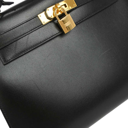 Hermes Black Box Calf Kelly 28 Sellier 2way Shoulder Handbag