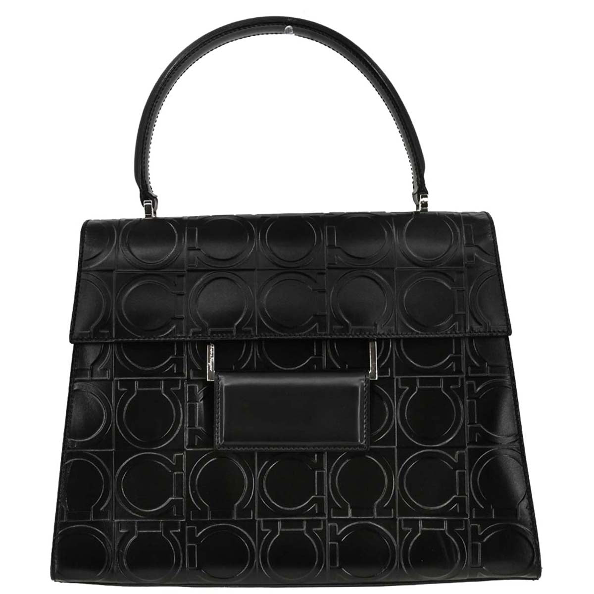 Salvatore Ferragamo Black Embossed Leather Handbag