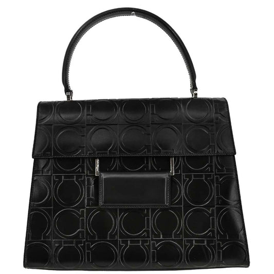 Salvatore Ferragamo Black Embossed Leather Handbag