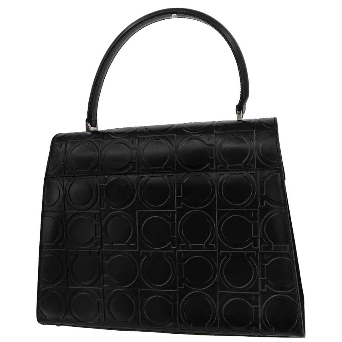 Salvatore Ferragamo Black Embossed Leather Handbag