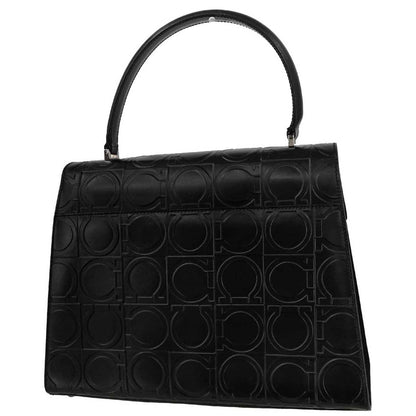 Salvatore Ferragamo Black Embossed Leather Handbag