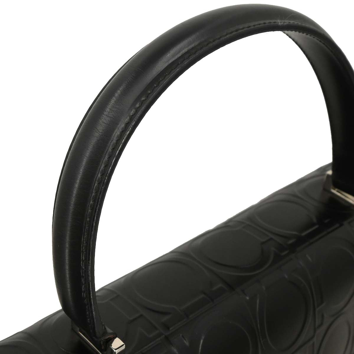 Salvatore Ferragamo Black Embossed Leather Handbag