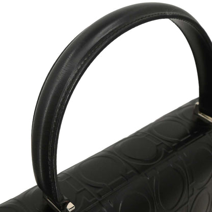 Salvatore Ferragamo Black Embossed Leather Handbag