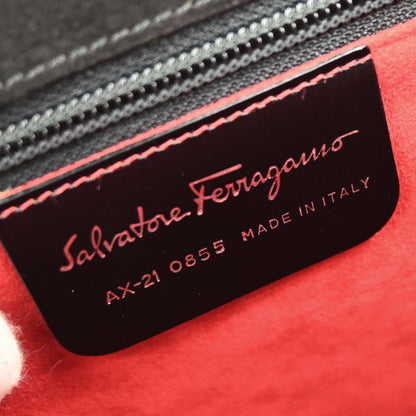Salvatore Ferragamo Black Embossed Leather Handbag