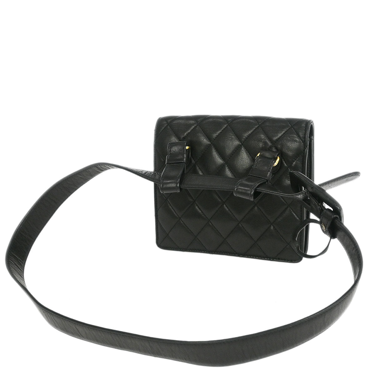 Chanel 1989-1991 Black Lambskin Bum Belt Bag #75/30