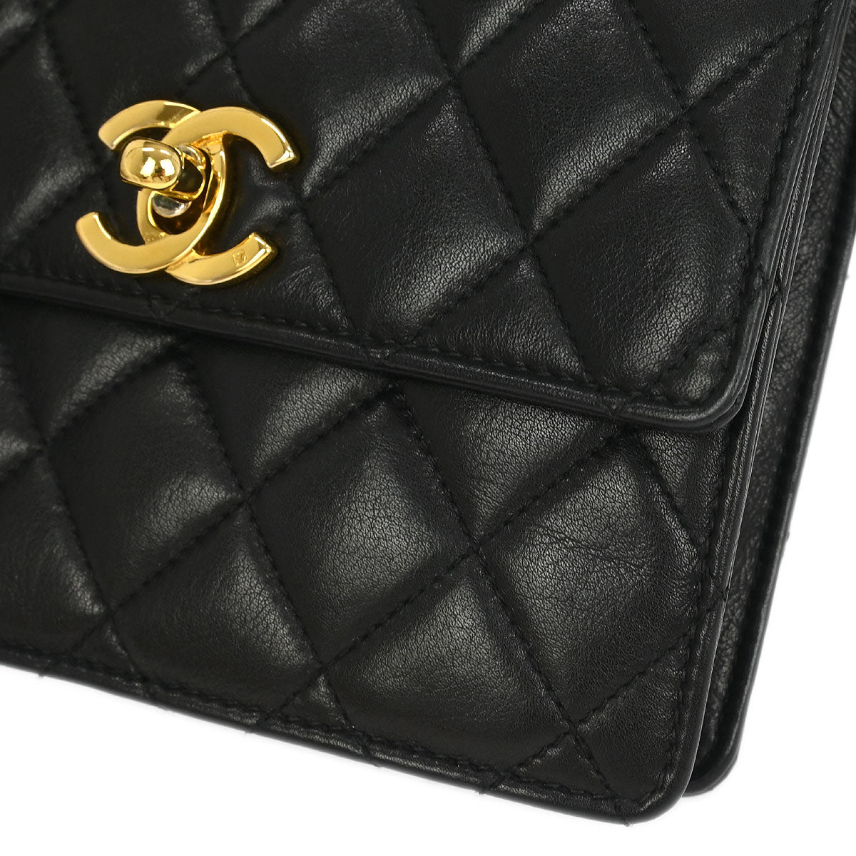 Chanel 1989-1991 Black Lambskin Bum Belt Bag #75/30