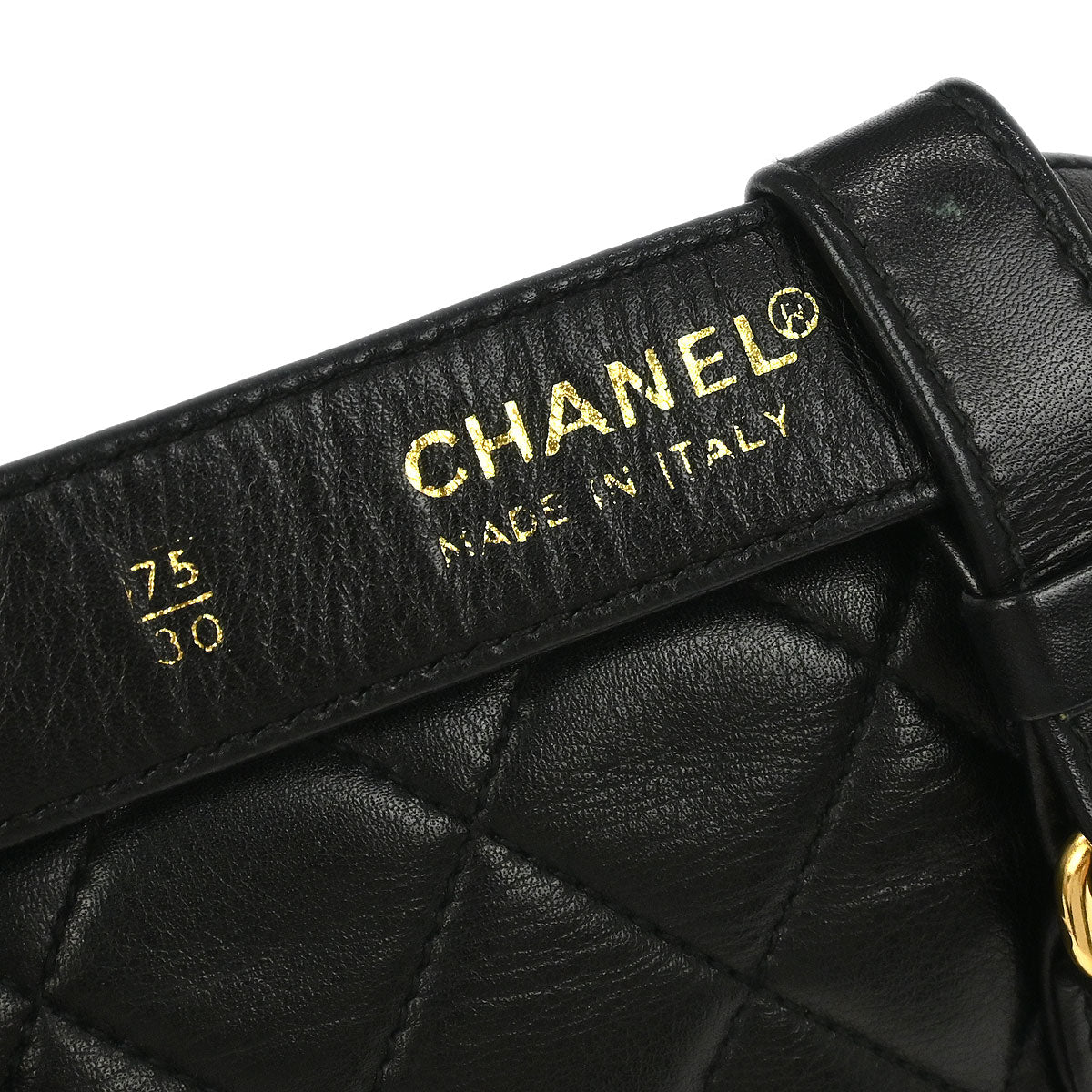 Chanel 1989-1991 Black Lambskin Bum Belt Bag #75/30