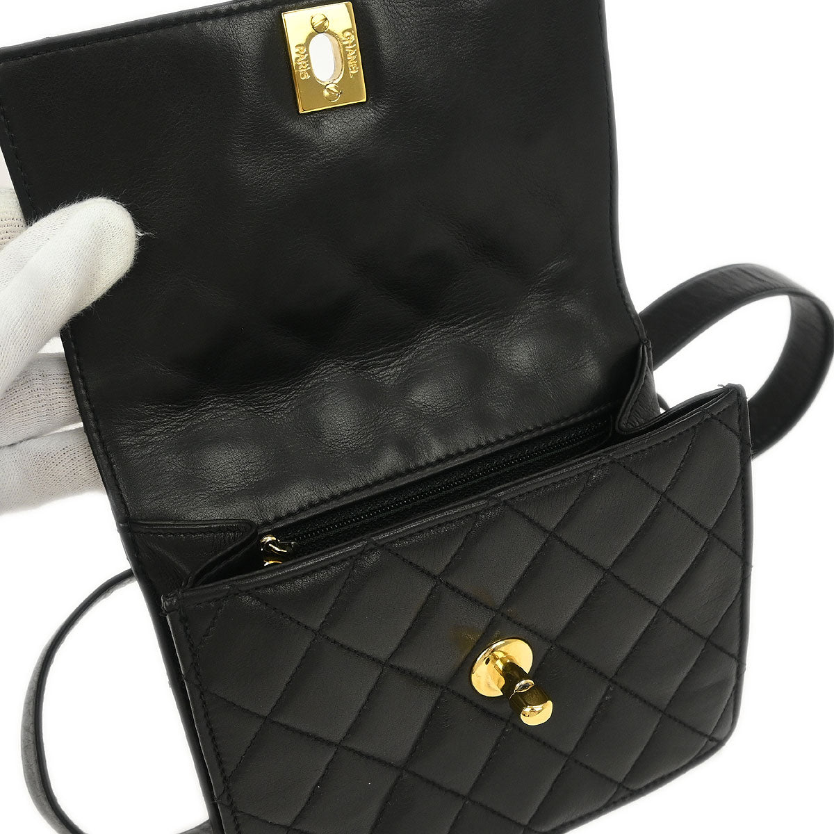 Chanel 1989-1991 Black Lambskin Bum Belt Bag #75/30