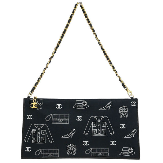 Chanel 2002-2003 Navy Canvas Icon Chain Handbag