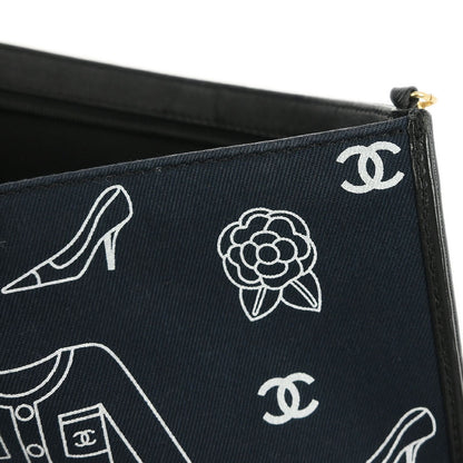 Chanel 2002-2003 Navy Canvas Icon Chain Handbag