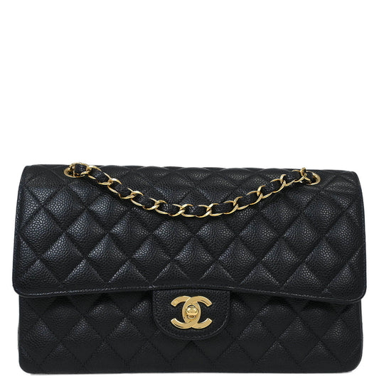 Chanel Black Caviar Medium Classic Double Flap Shoulder Bag