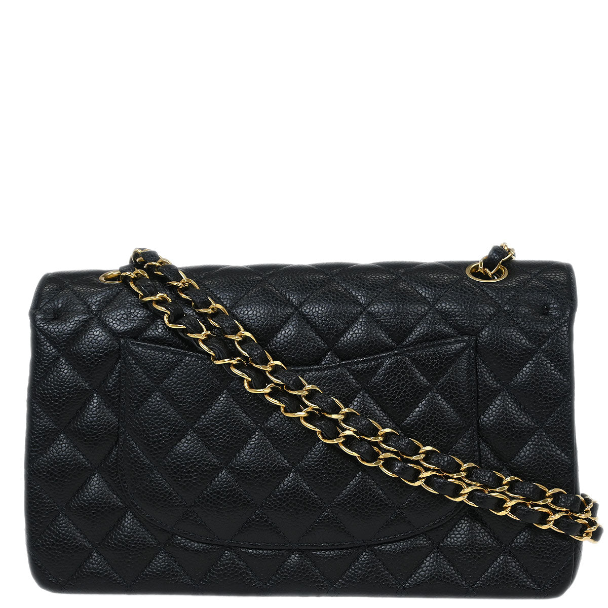 Chanel 2005-2006 Black Caviar Medium Classic Double Flap Shoulder Bag
