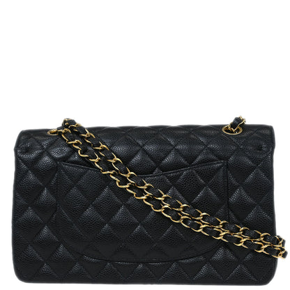 Chanel 2005-2006 Black Caviar Medium Classic Double Flap Shoulder Bag