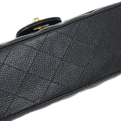 Chanel 2005-2006 Black Caviar Medium Classic Double Flap Shoulder Bag