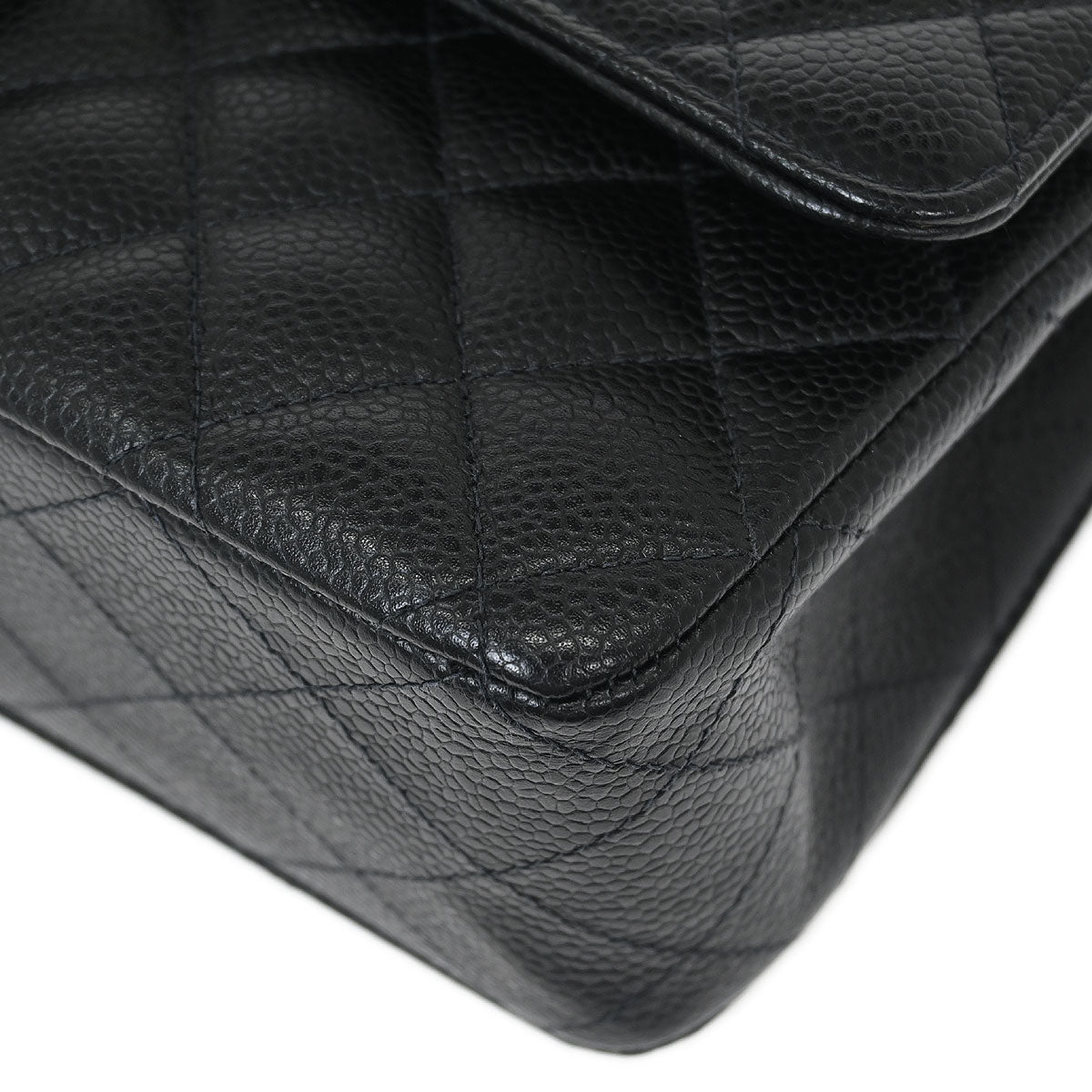 Chanel 2005-2006 Black Caviar Medium Classic Double Flap Shoulder Bag