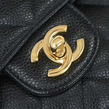 Chanel 2005-2006 Black Caviar Medium Classic Double Flap Shoulder Bag