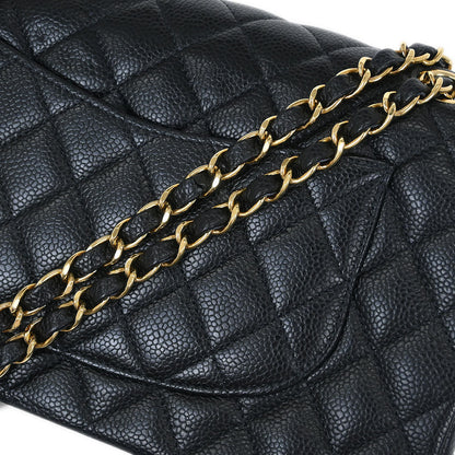 Chanel 2005-2006 Black Caviar Medium Classic Double Flap Shoulder Bag