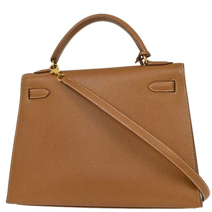 Hermes Gold Courchevel Kelly 32 Sellier Handbag