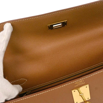 Hermes Gold Courchevel Kelly 32 Sellier Handbag