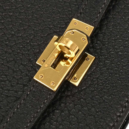 Hermes Black Fjord Kelly Sport PM Shoulder Bag