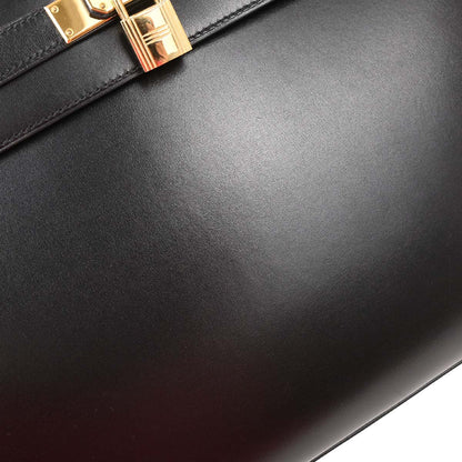 Hermes Black Box Calf Kelly 32 Sellier Handbag