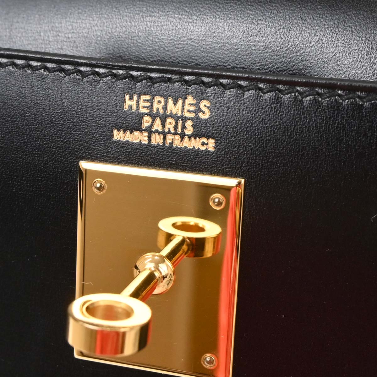 Hermes Black Box Calf Kelly 32 Sellier Handbag
