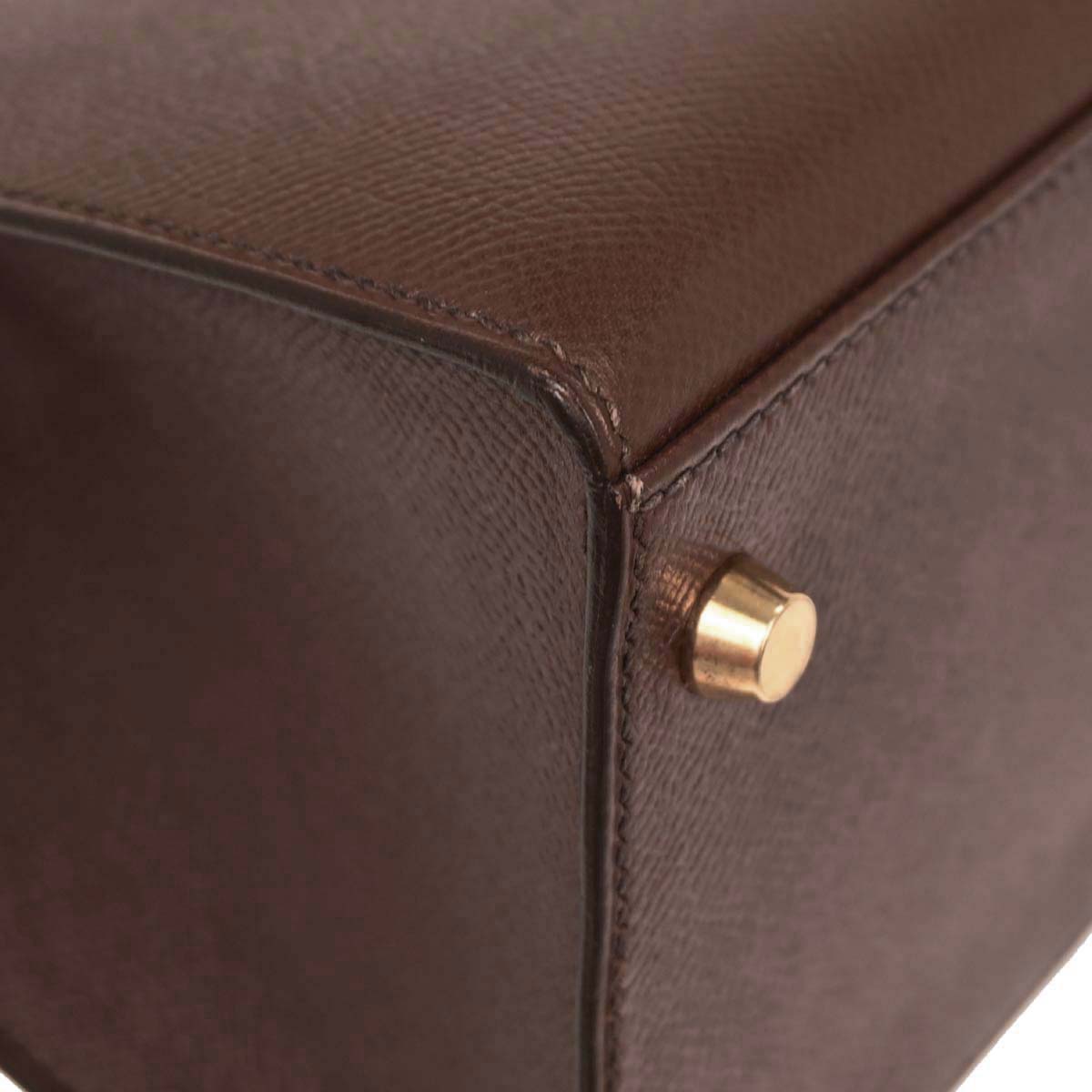 Hermes Havane Courchevel Kelly 28 Sellier 2way Shoulder Handbag