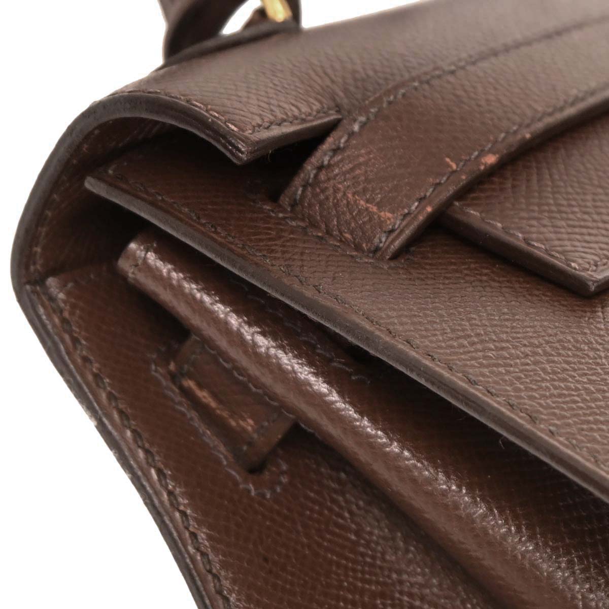 Hermes Havane Courchevel Kelly 28 Sellier 2way Shoulder Handbag