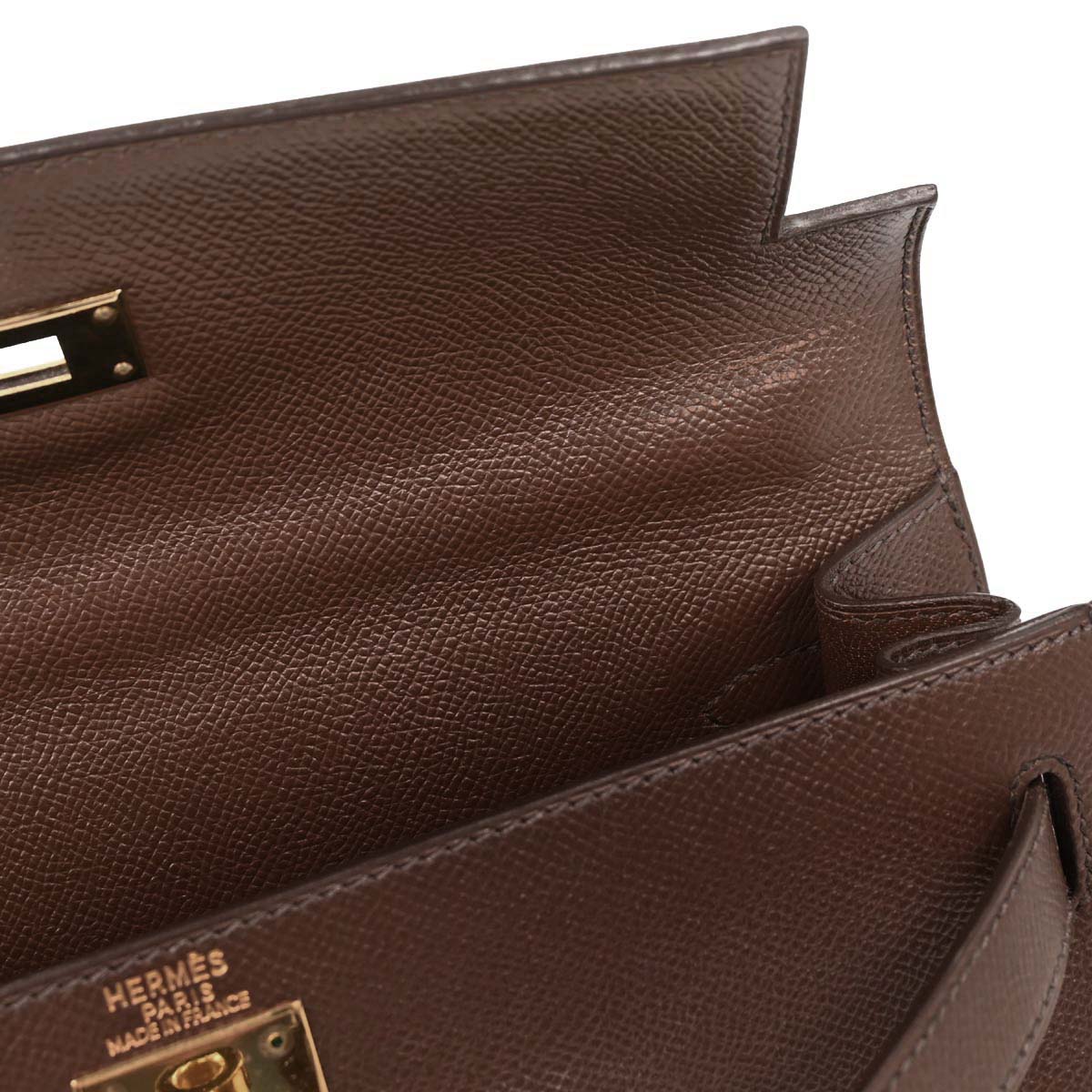 Hermes Havane Courchevel Kelly 28 Sellier 2way Shoulder Handbag