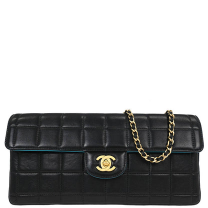 Chanel 2000-2002 Black Lambskin East West Choco Bar Shoulder Bag