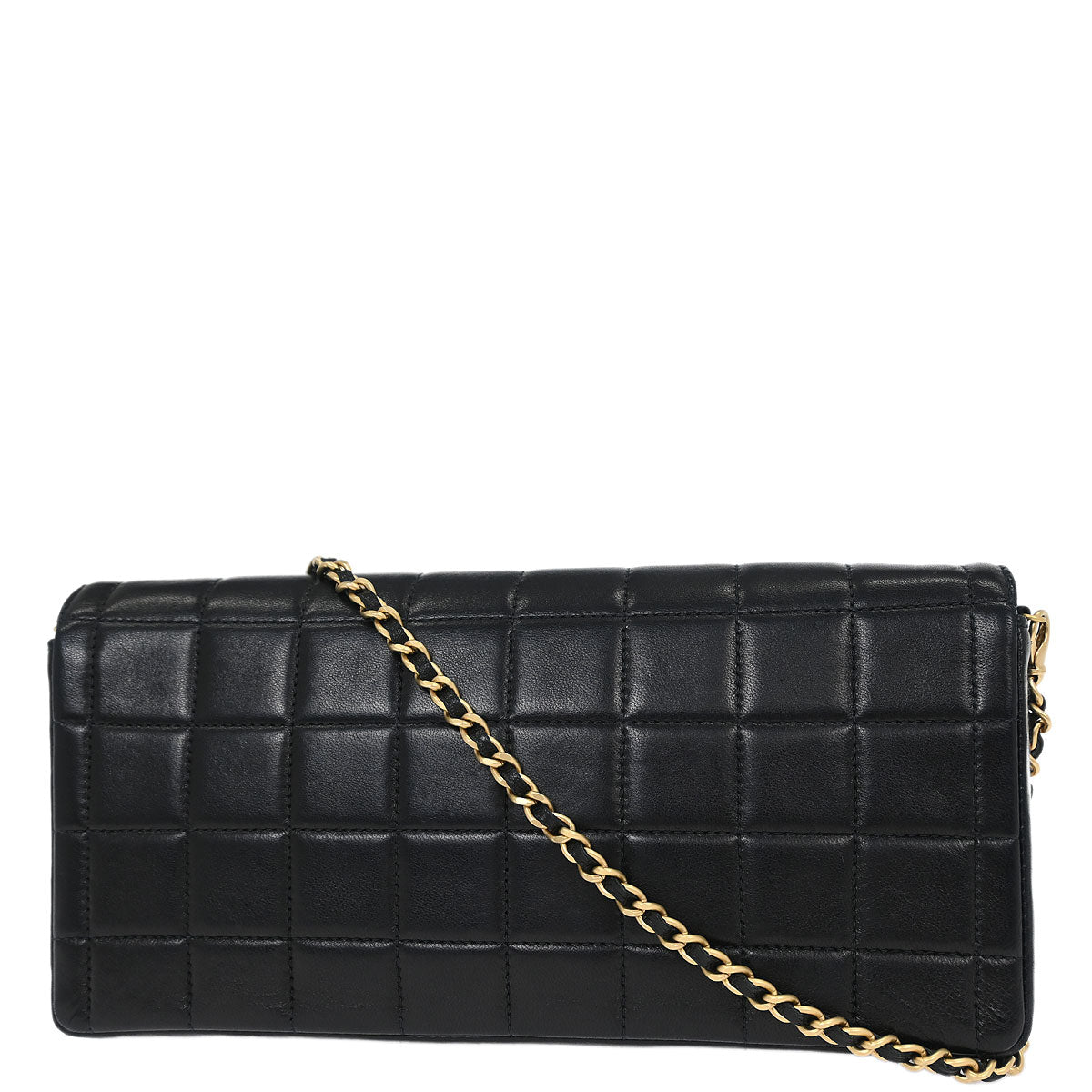 Chanel 2000-2002 Black Lambskin East West Choco Bar Shoulder Bag