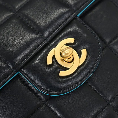 Chanel 2000-2002 Black Lambskin East West Choco Bar Shoulder Bag