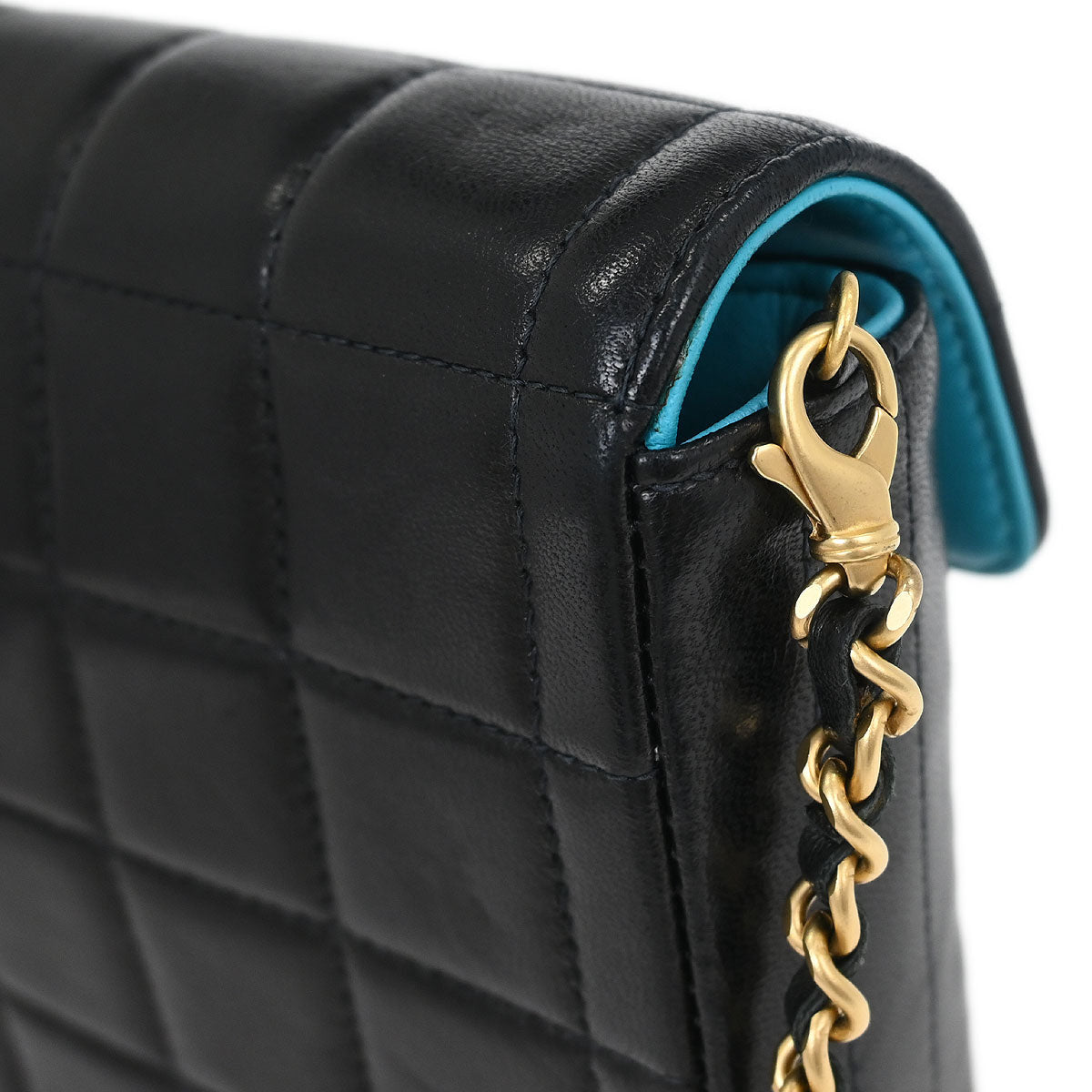 Chanel 2000-2002 Black Lambskin East West Choco Bar Shoulder Bag