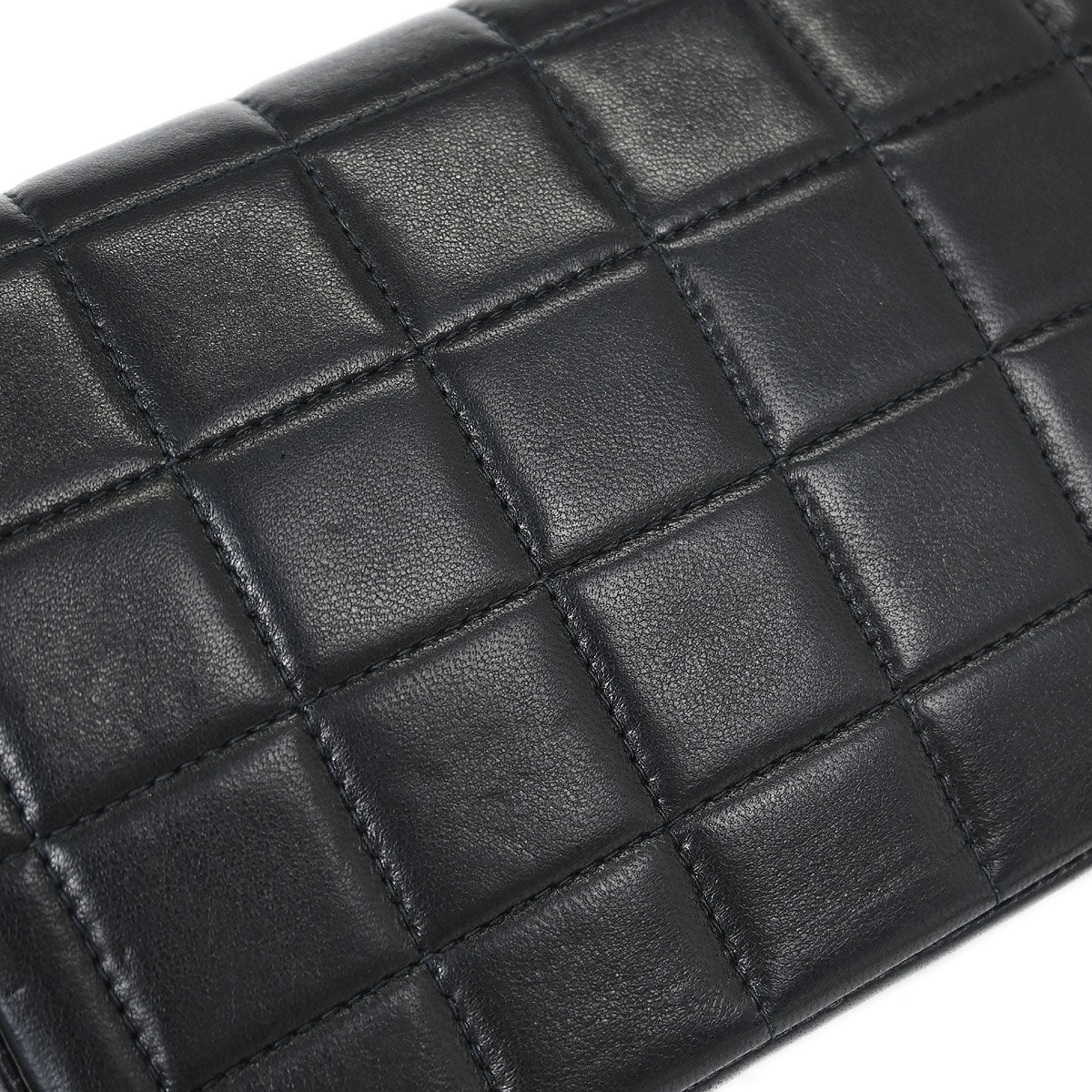 Chanel 2000-2002 Black Lambskin East West Choco Bar Shoulder Bag