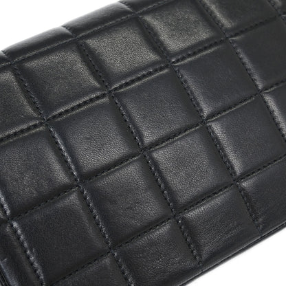 Chanel 2000-2002 Black Lambskin East West Choco Bar Shoulder Bag