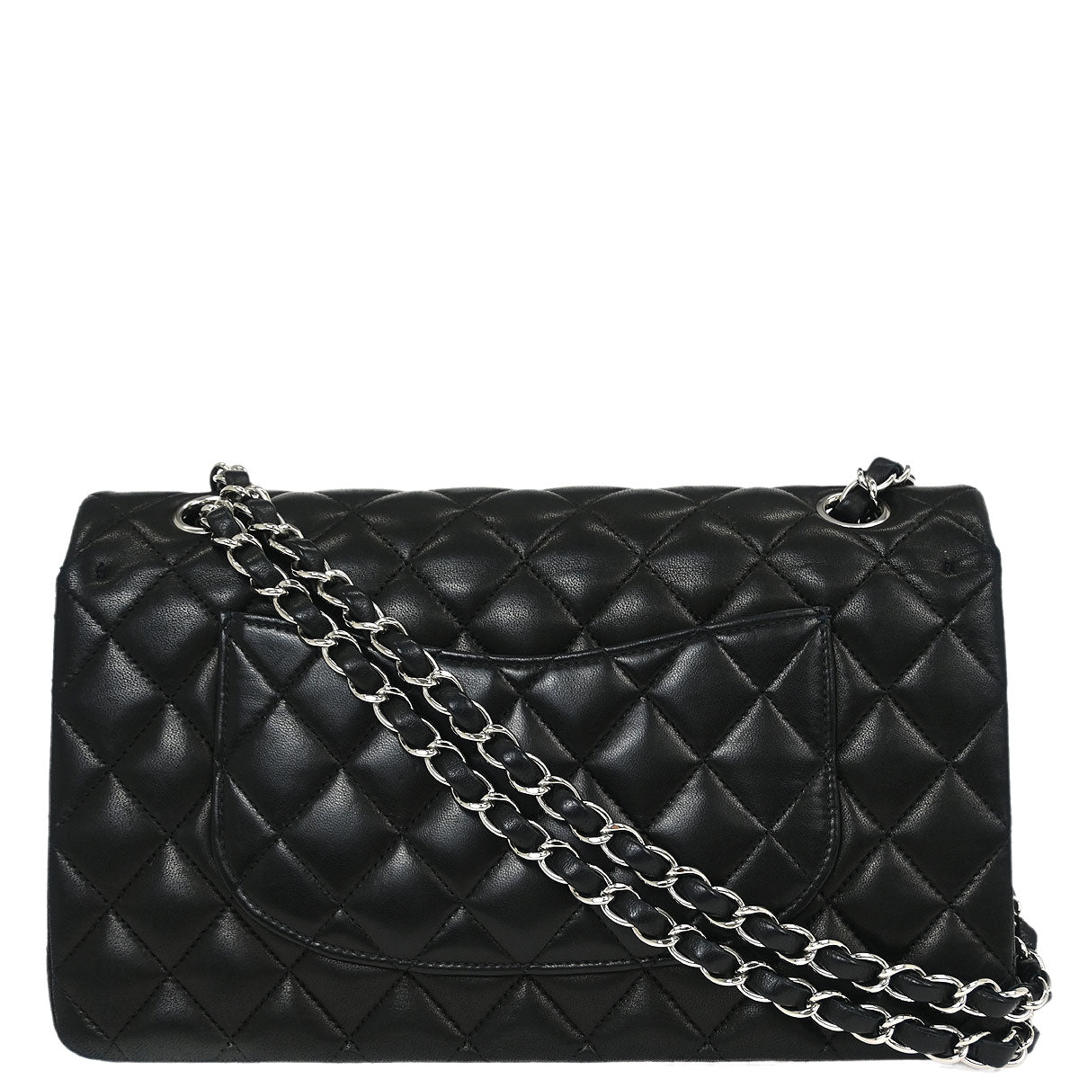 Chanel 1989-1991 Black Lambskin Medium Classic Double Flap Shoulder Bag