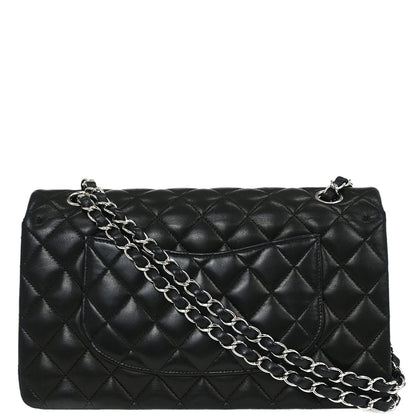 Chanel 1989-1991 Black Lambskin Medium Classic Double Flap Shoulder Bag