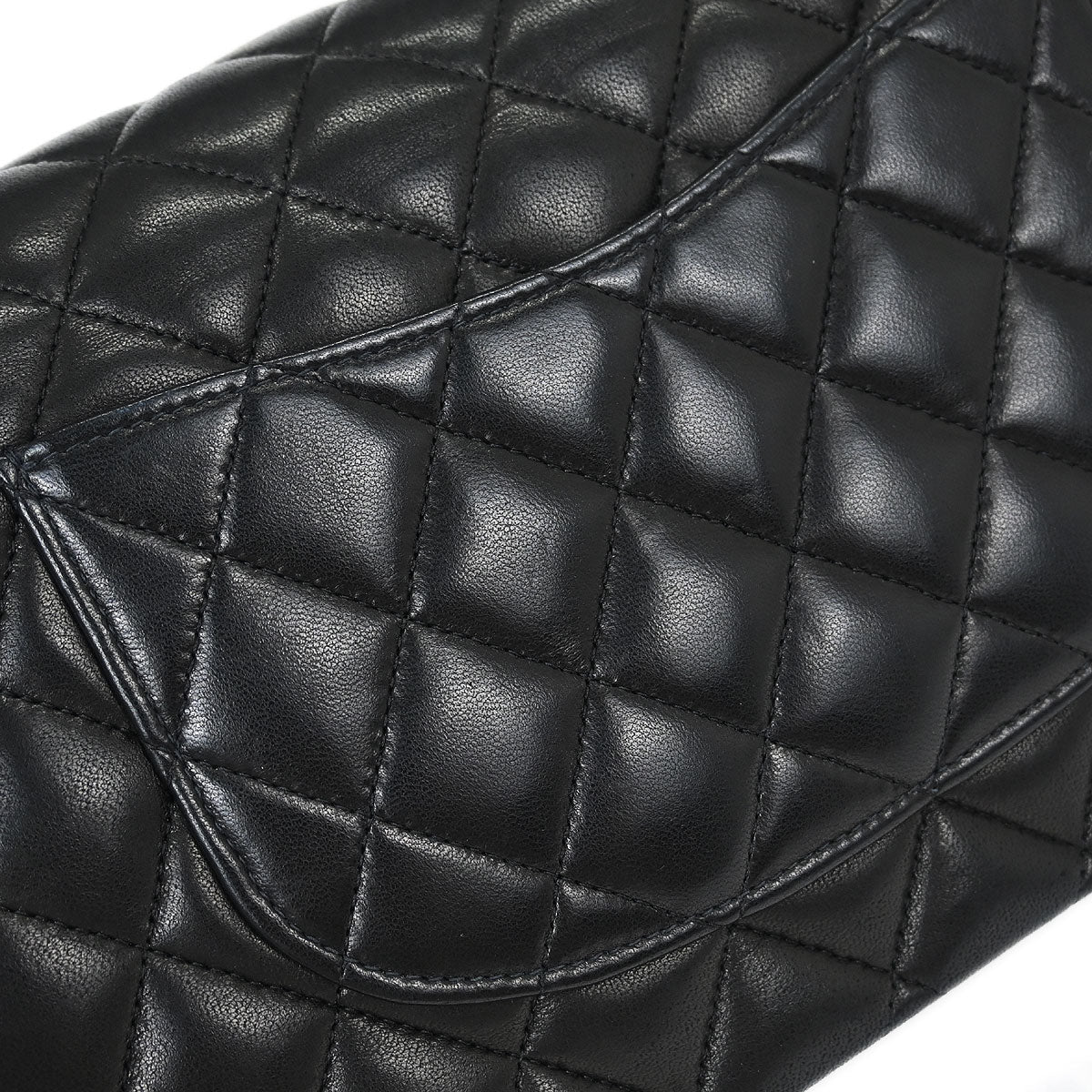 Chanel 1989-1991 Black Lambskin Medium Classic Double Flap Shoulder Bag