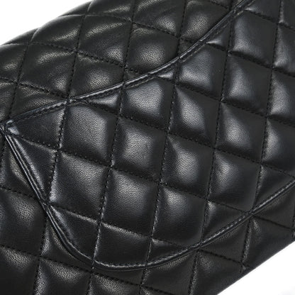 Chanel 1989-1991 Black Lambskin Medium Classic Double Flap Shoulder Bag