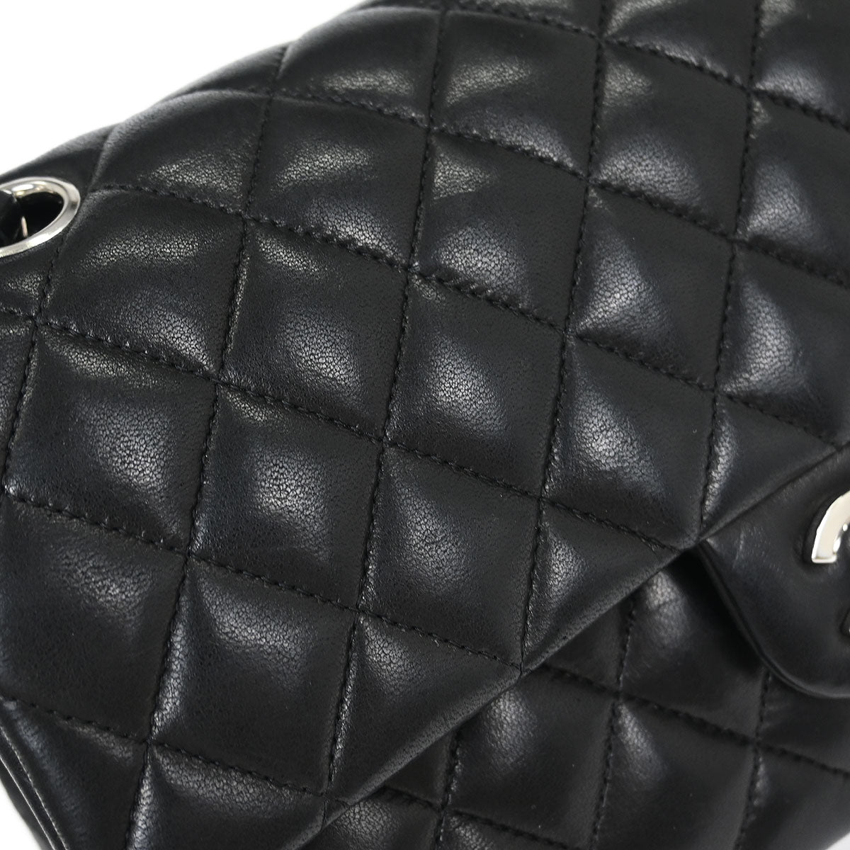 Chanel 1989-1991 Black Lambskin Medium Classic Double Flap Shoulder Bag
