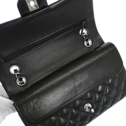 Chanel 1989-1991 Black Lambskin Medium Classic Double Flap Shoulder Bag
