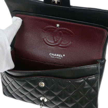 Chanel 1989-1991 Black Lambskin Medium Classic Double Flap Shoulder Bag
