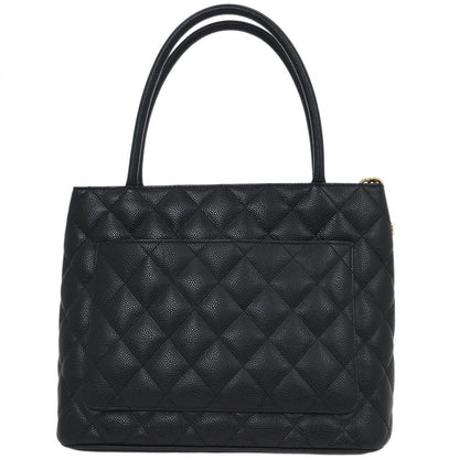 Chanel 2005-2006 Black Caviar Medallion Tote Handbag