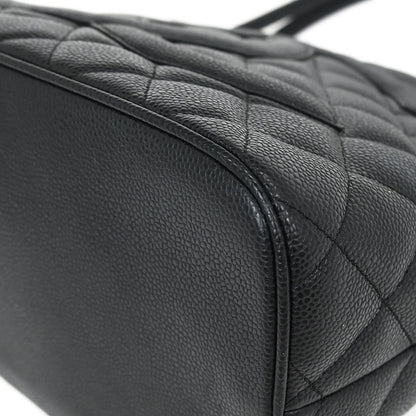Chanel 2005-2006 Black Caviar Medallion Tote Handbag