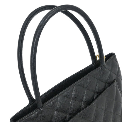 Chanel 2005-2006 Black Caviar Medallion Tote Handbag